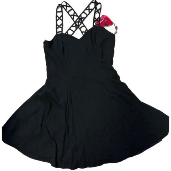 CDC Fit & Flare Dress Womens Lord & Taylor  Size 14 Solid Black Short Lined - Picture 1 of 12